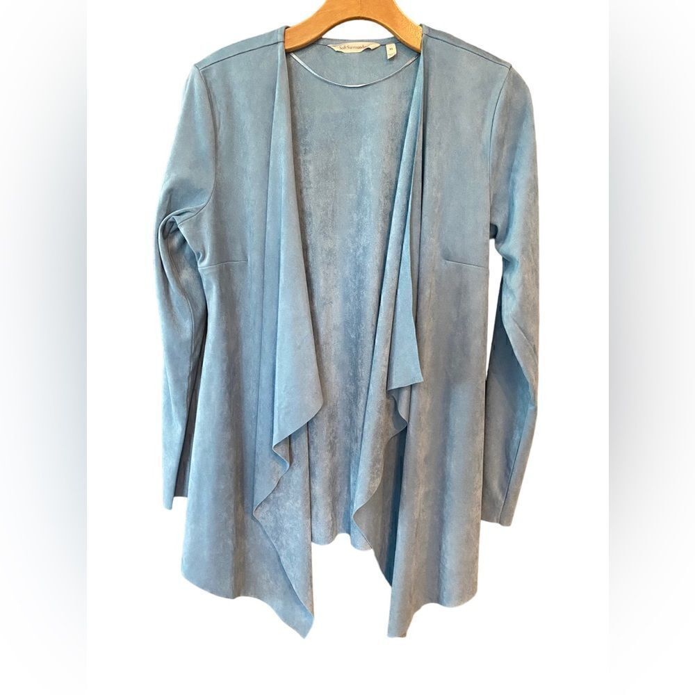 Soft Surroundings Sz XS Soft Blue Waterfall Front Long Sleeve Cardigan